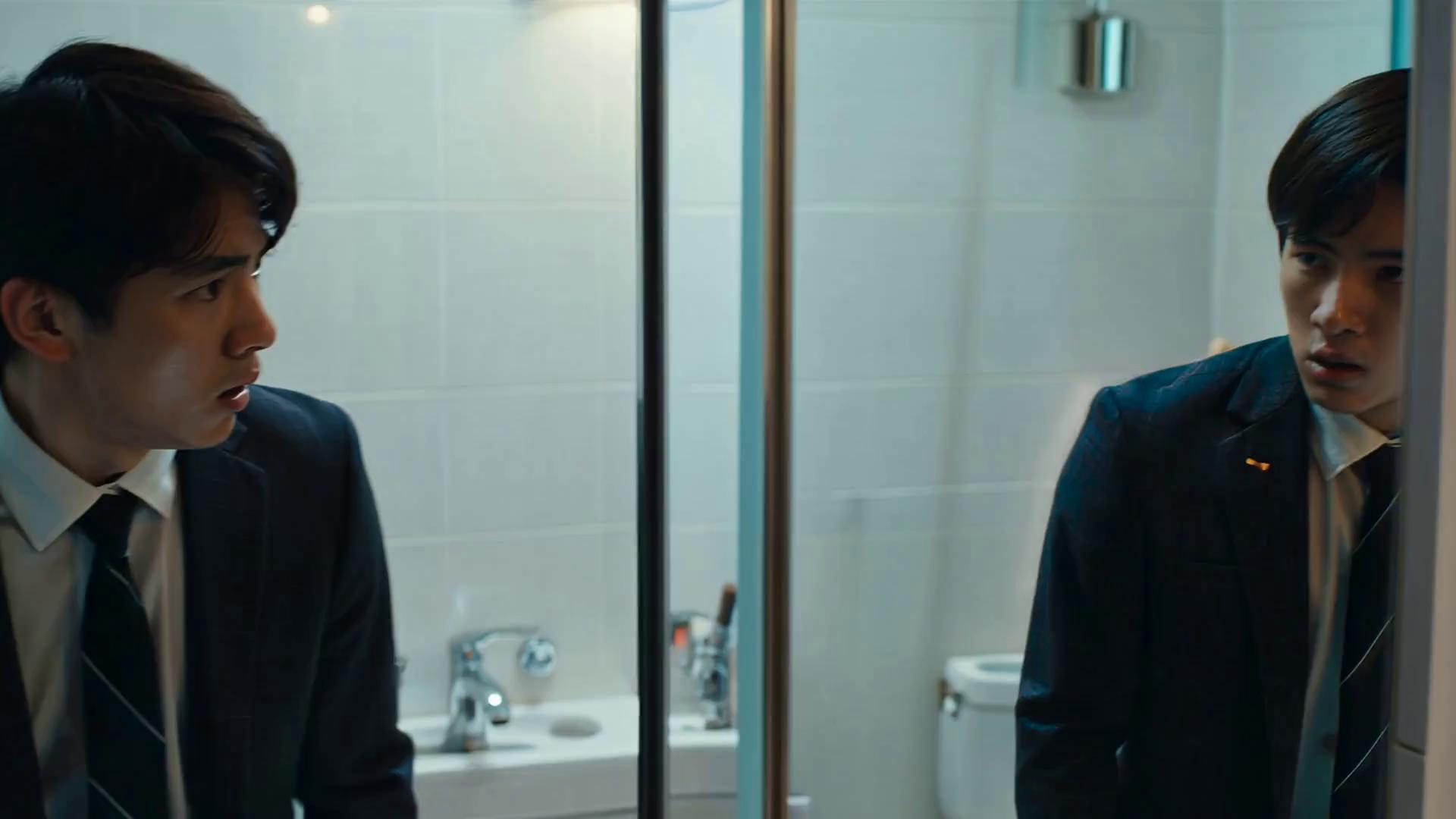 Prompt: Scene 3 (10-15 sec):
He looks into the mirror. We see a double exposure — one version of him scared and frozen, the other version of him stepping forward confidently.
Visual: Split-screen, symbolic.
Emotion: Conflict between fear and potential.
