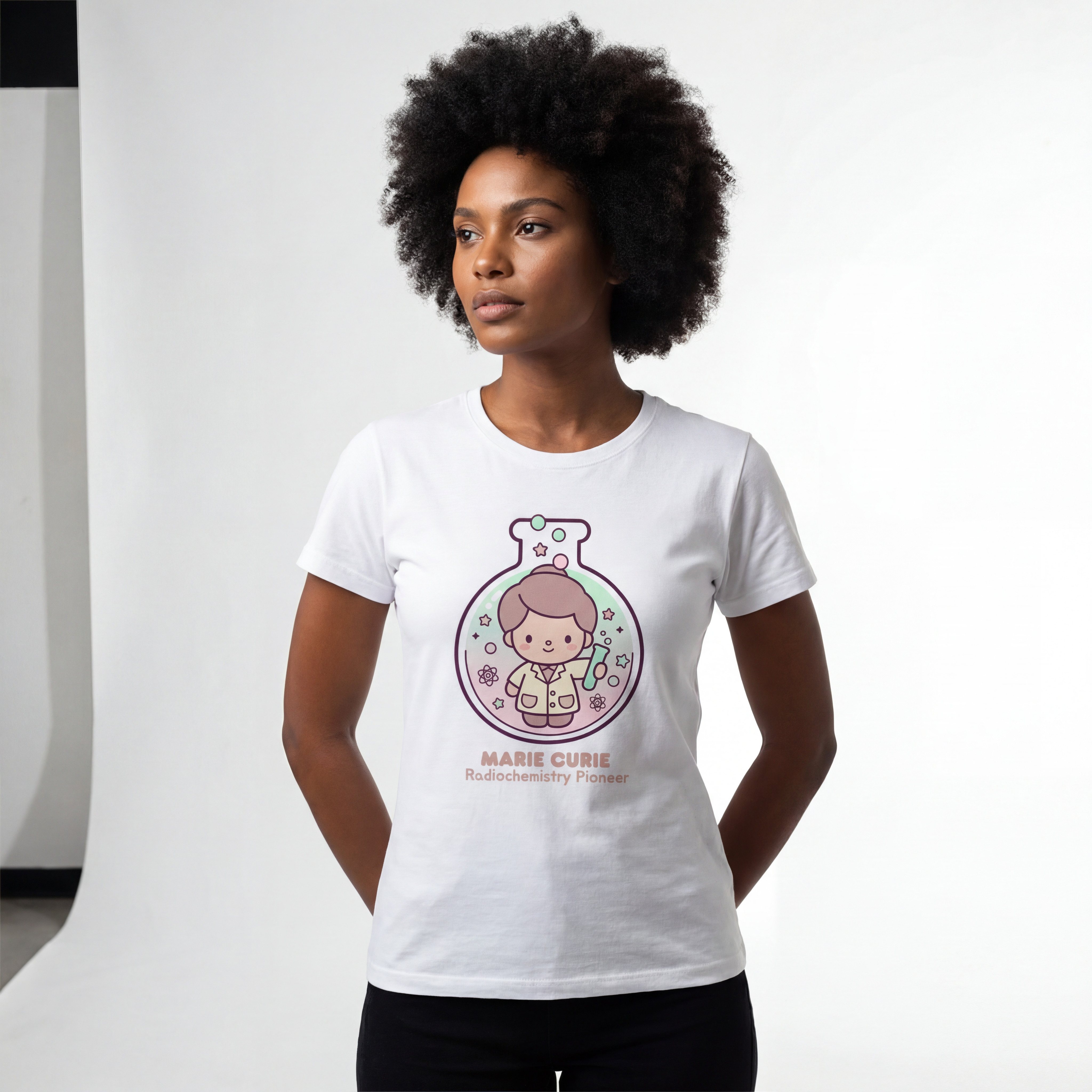 Modelo vestindo Science Stars - Marie Curie