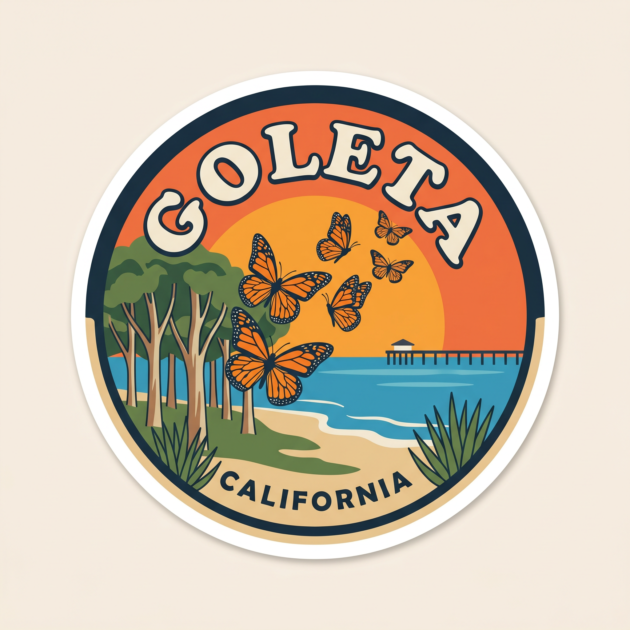 Goleta monarch butterfly grove die-cut sticker