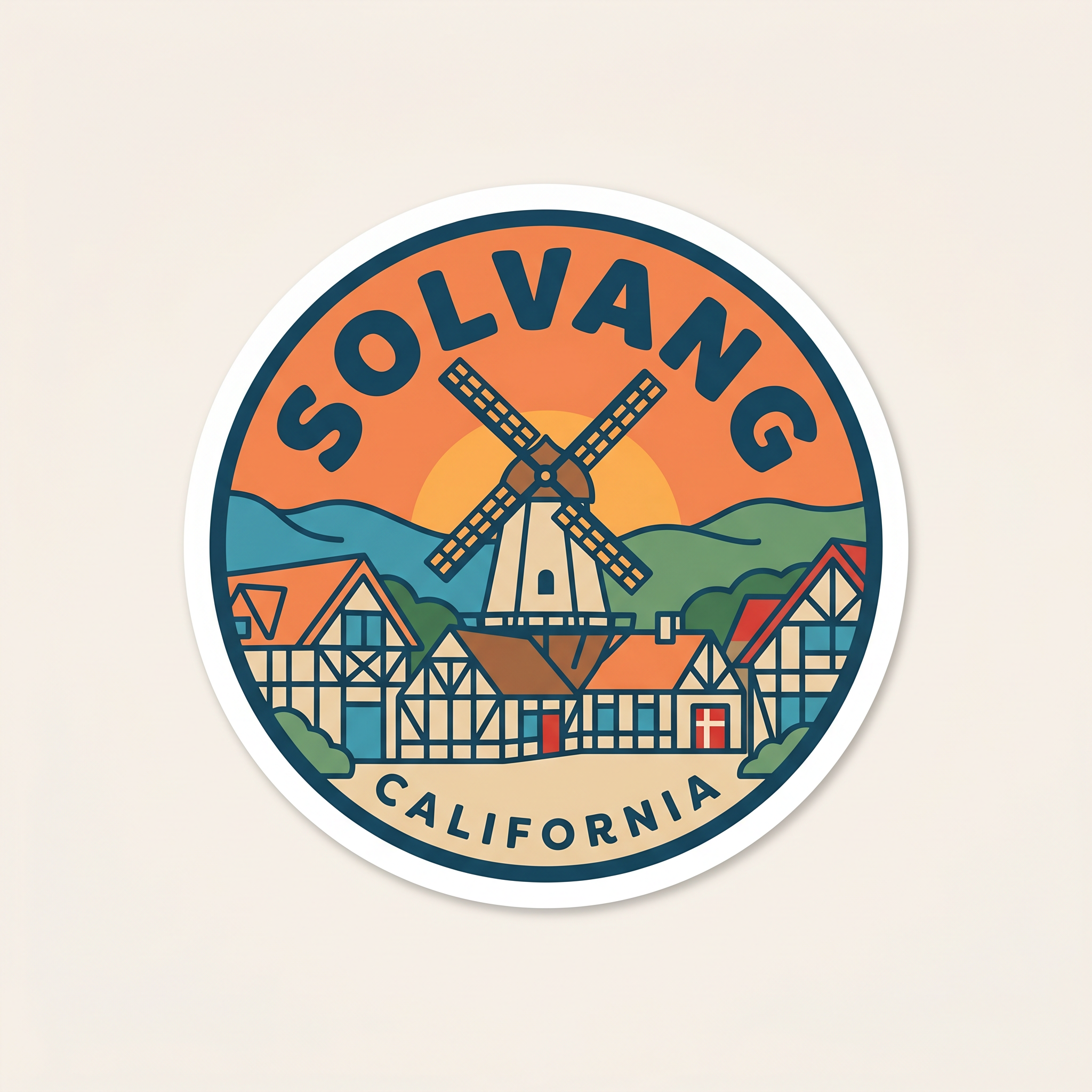 Solvang Danish windmill die-cut sticker