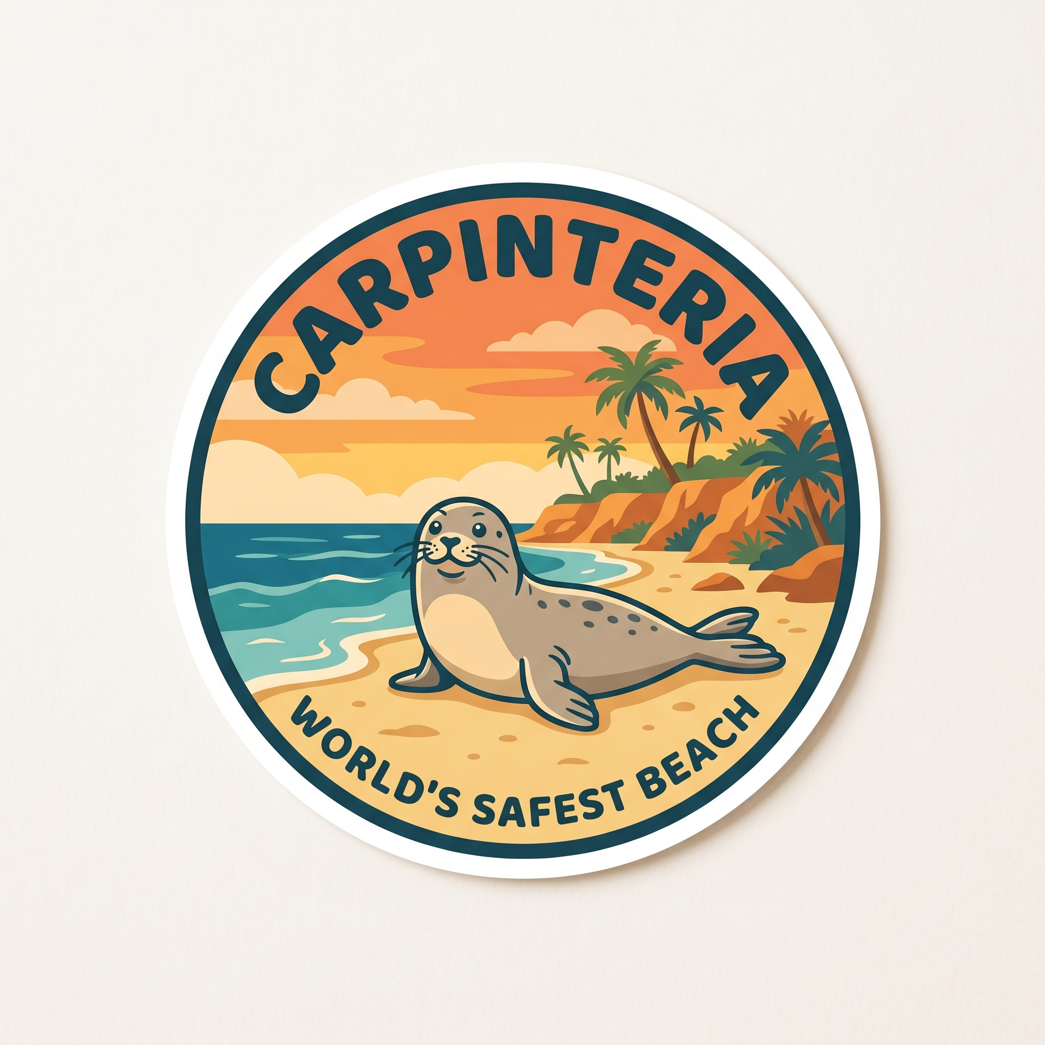 Carpinteria harbor seal die-cut sticker
