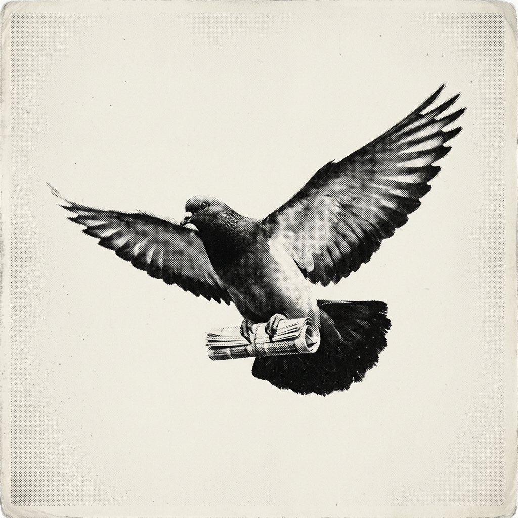 The pigeon, taking a cut