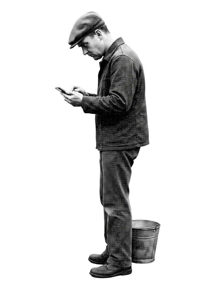 The keeper, hypnotised by his own feed