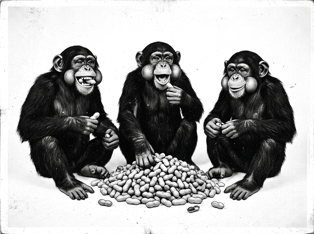 Monkeys, feasting