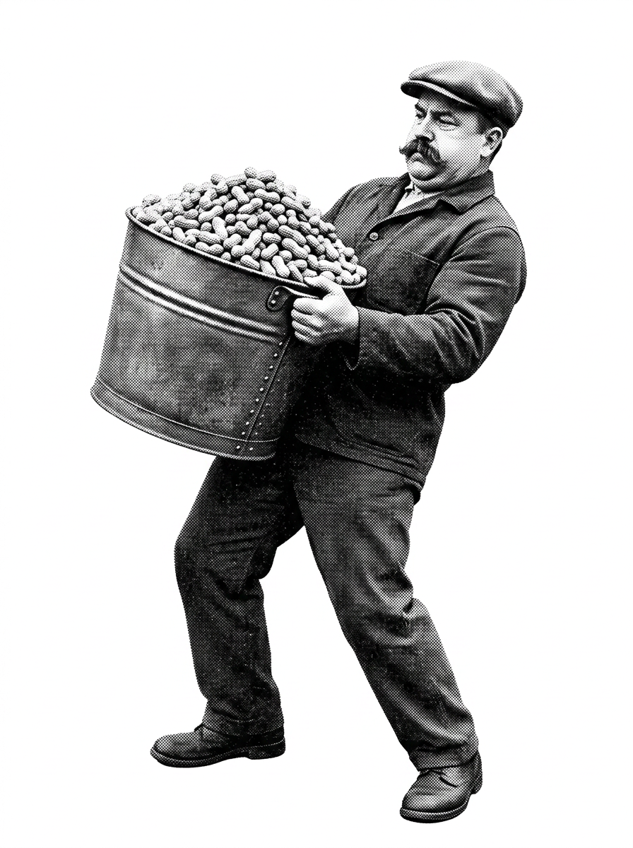 The gorilla keeper, heavy bucket and all