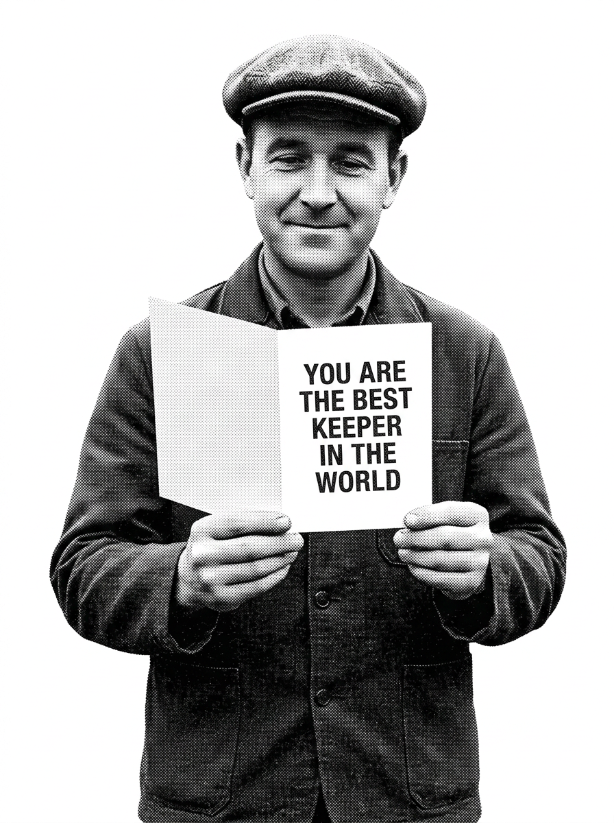 The card, opened: YOU ARE THE BEST KEEPER IN THE WORLD