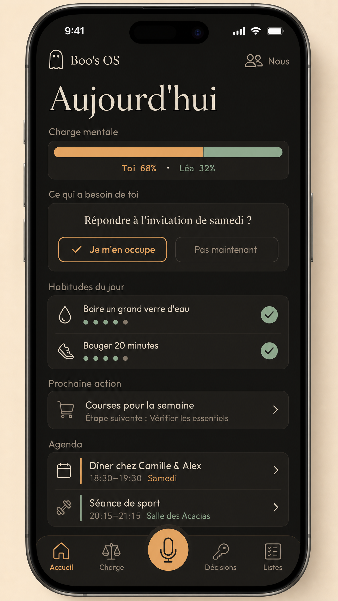 Écran d’accueil de Boo’s OS