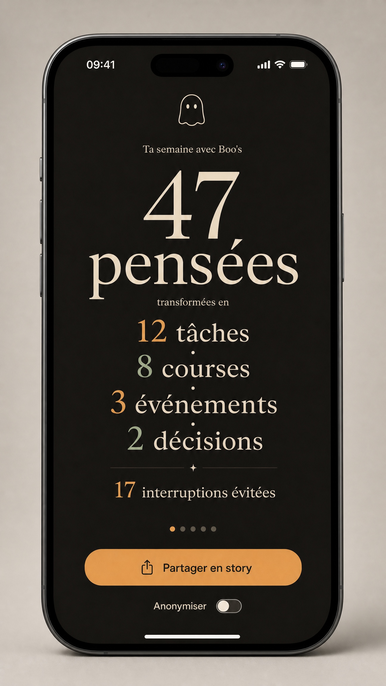 Votre semaine, transformée — et partageable.