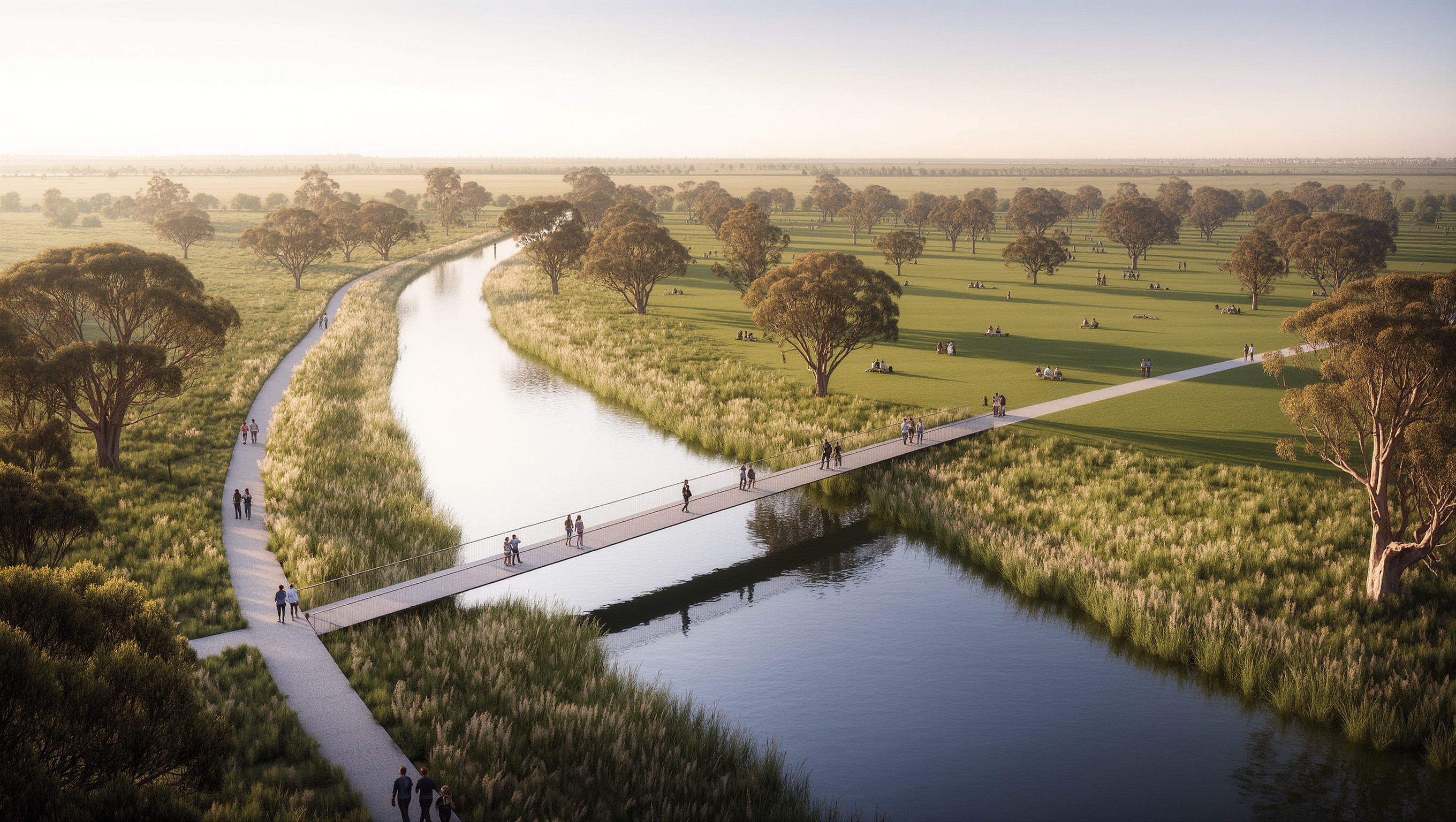 Creek and parkland in Melton West — Artist's impression
