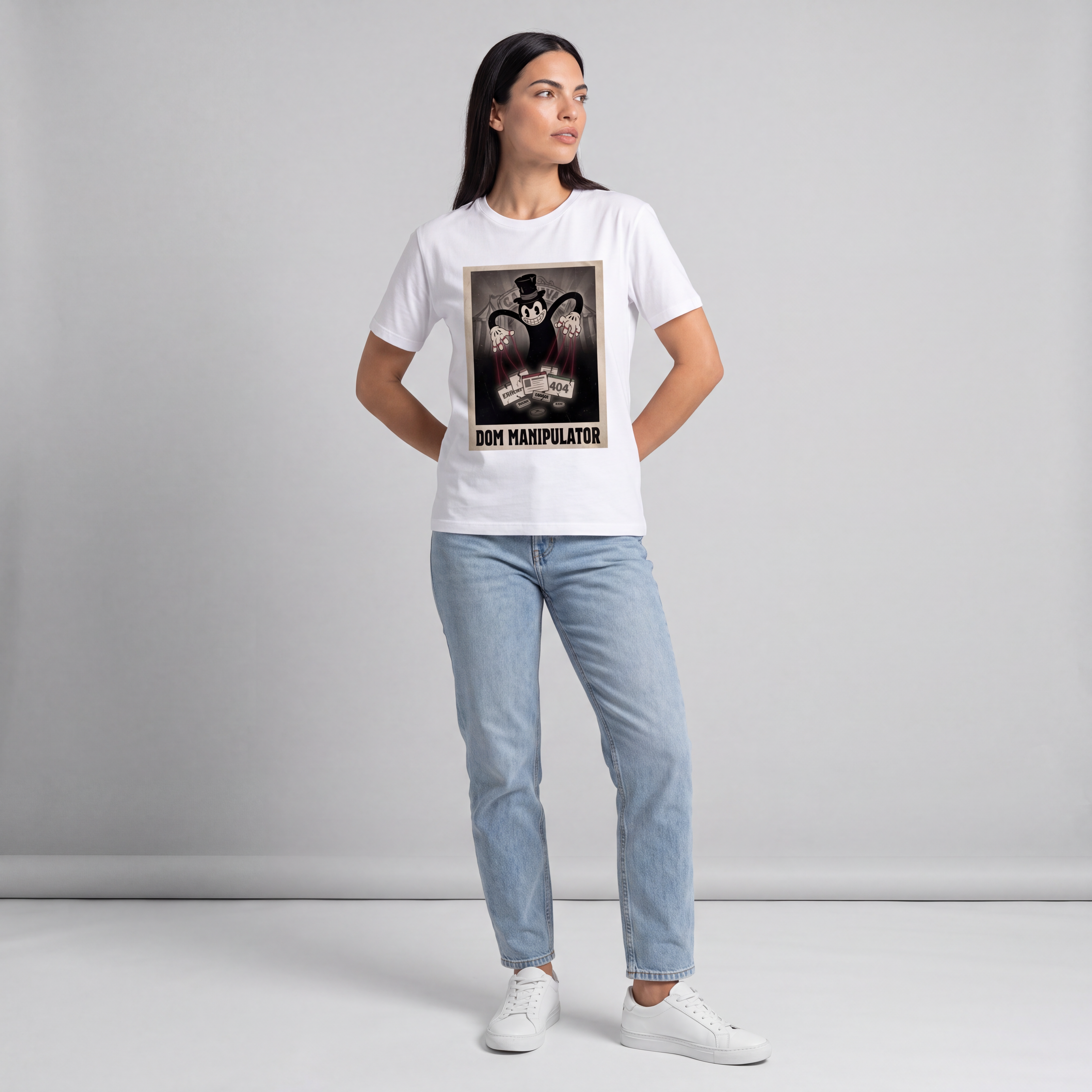Modelo vestindo Code is Art - Dom Manipulator
