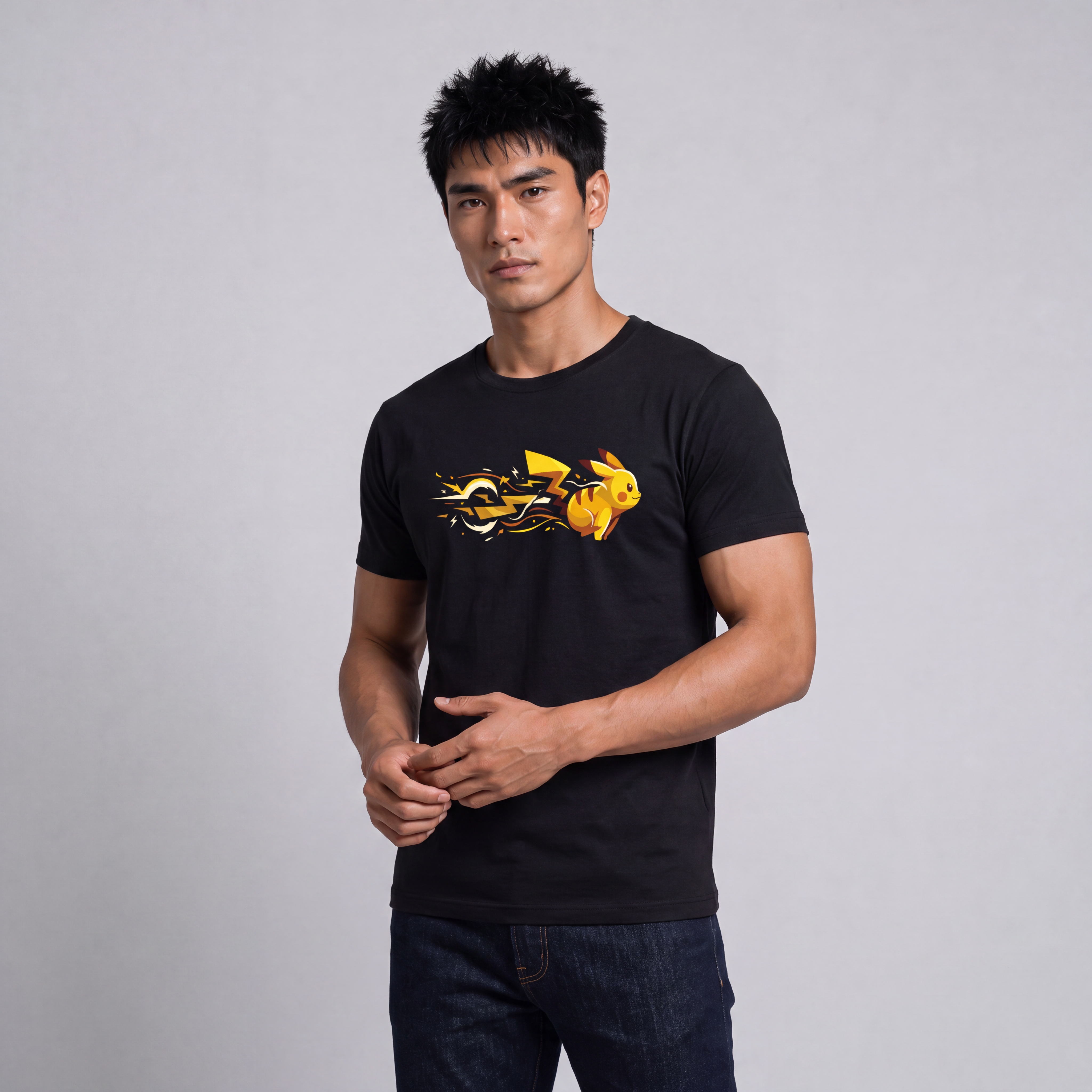 Modelo vestindo Pocket Momentum - Pikachu