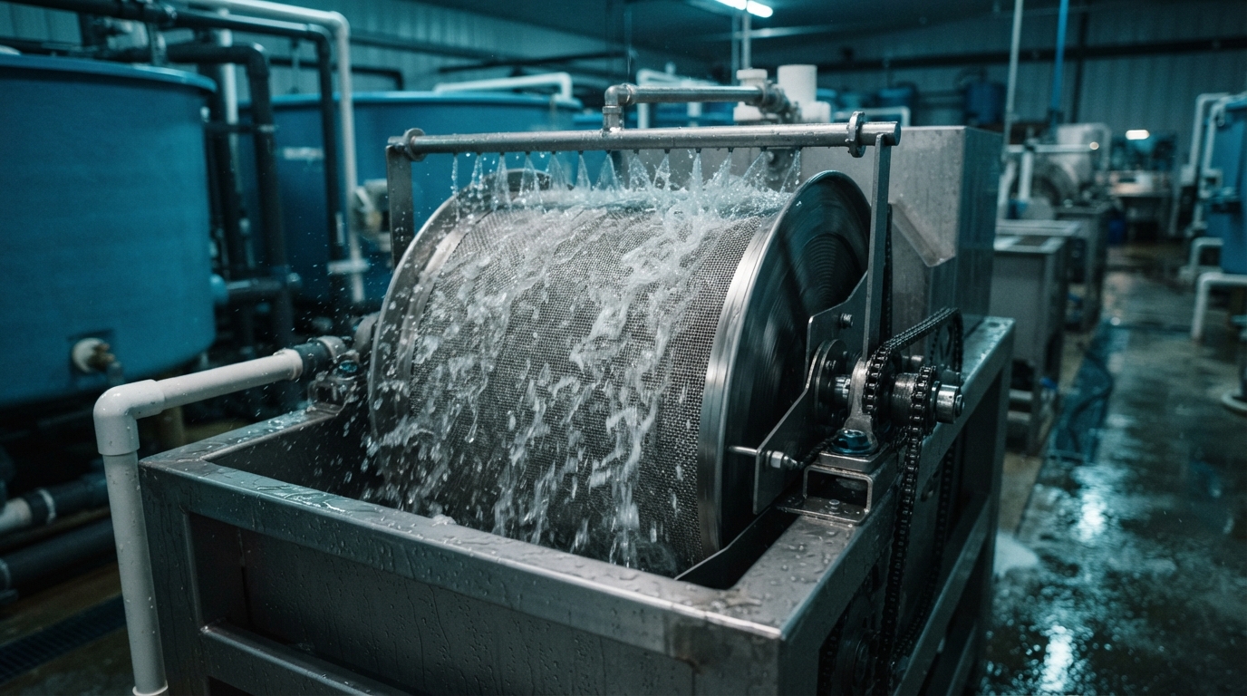 Solids Removal in RAS: Drum Filters and Particle Dynamics