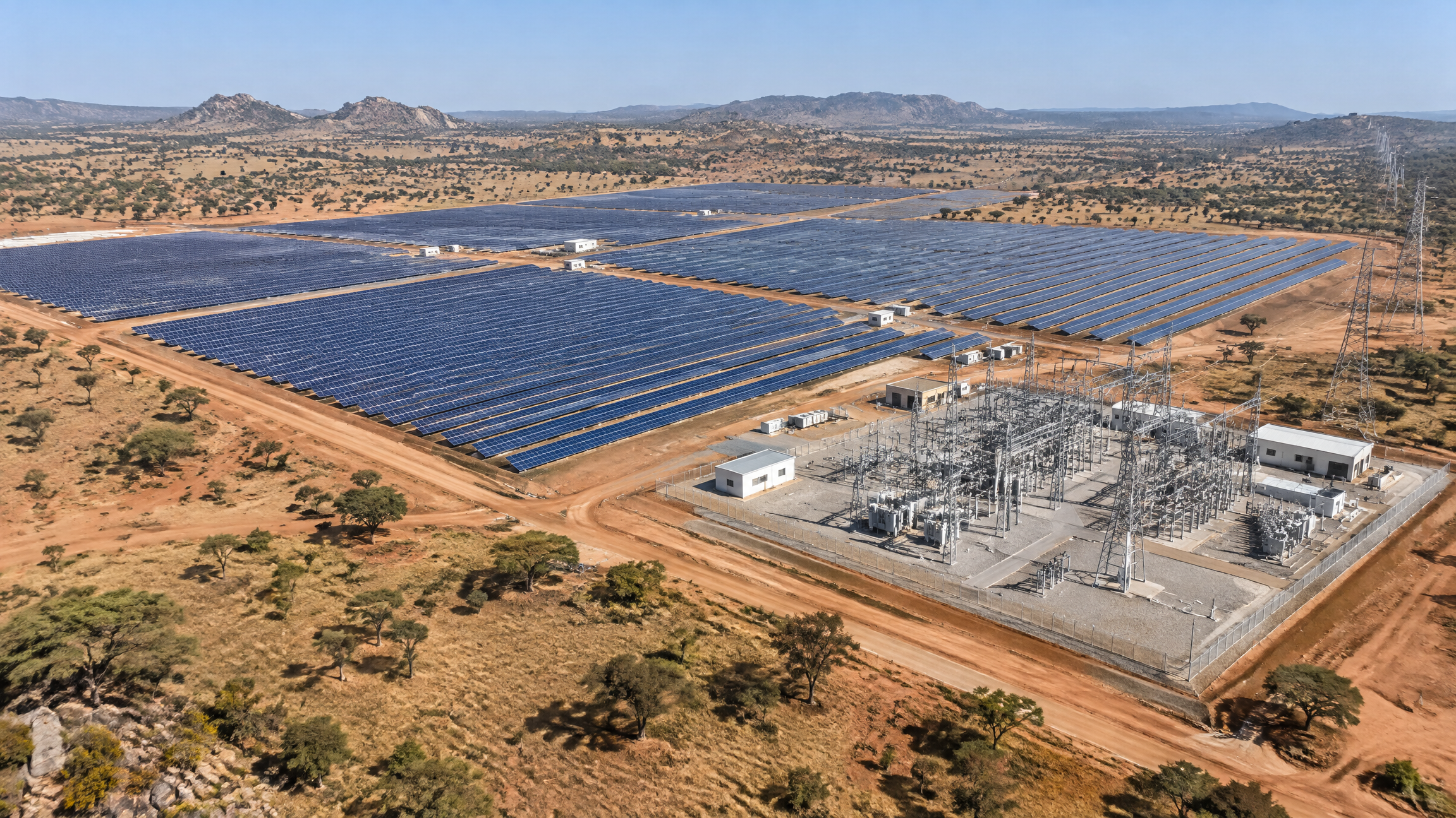 Kaduna Maraban Jos 35MWp Solar Green Economic Zone aerial view 35MWp solar farm at Green Economic Zone Maraban Jos Kaduna - aerial view