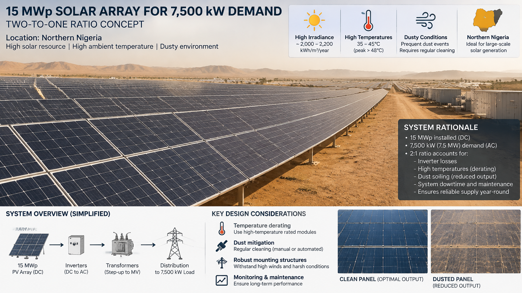 Oversized solar 15MWp Sabon Gari Oversized 15MWp solar array for 7500kW demand technical design