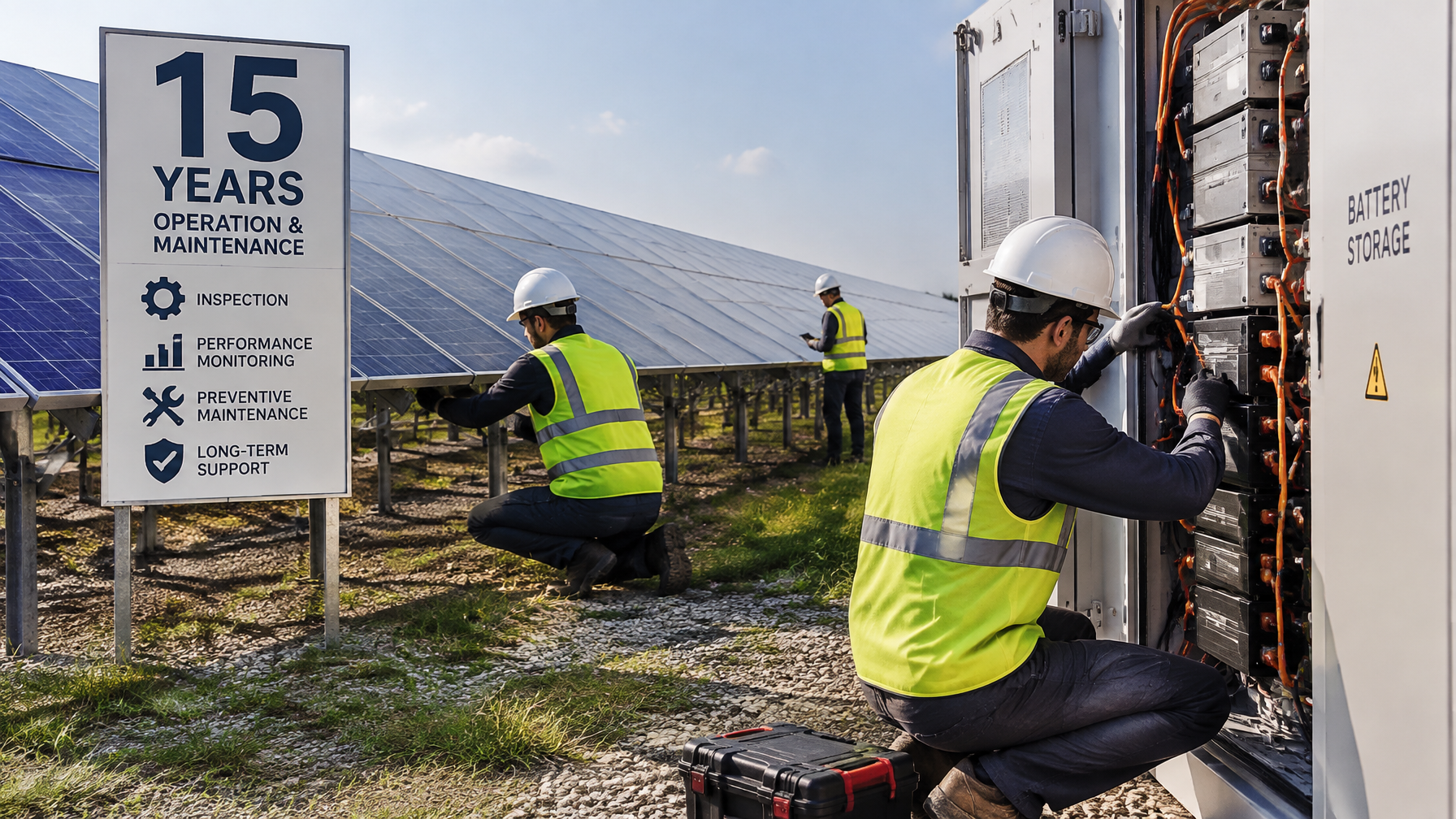 15-year O&M Sabon Gari 15-year operation and maintenance technicians servicing solar