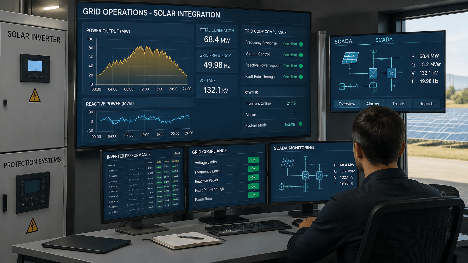 Grid engineering challenges inverters protection SCADA