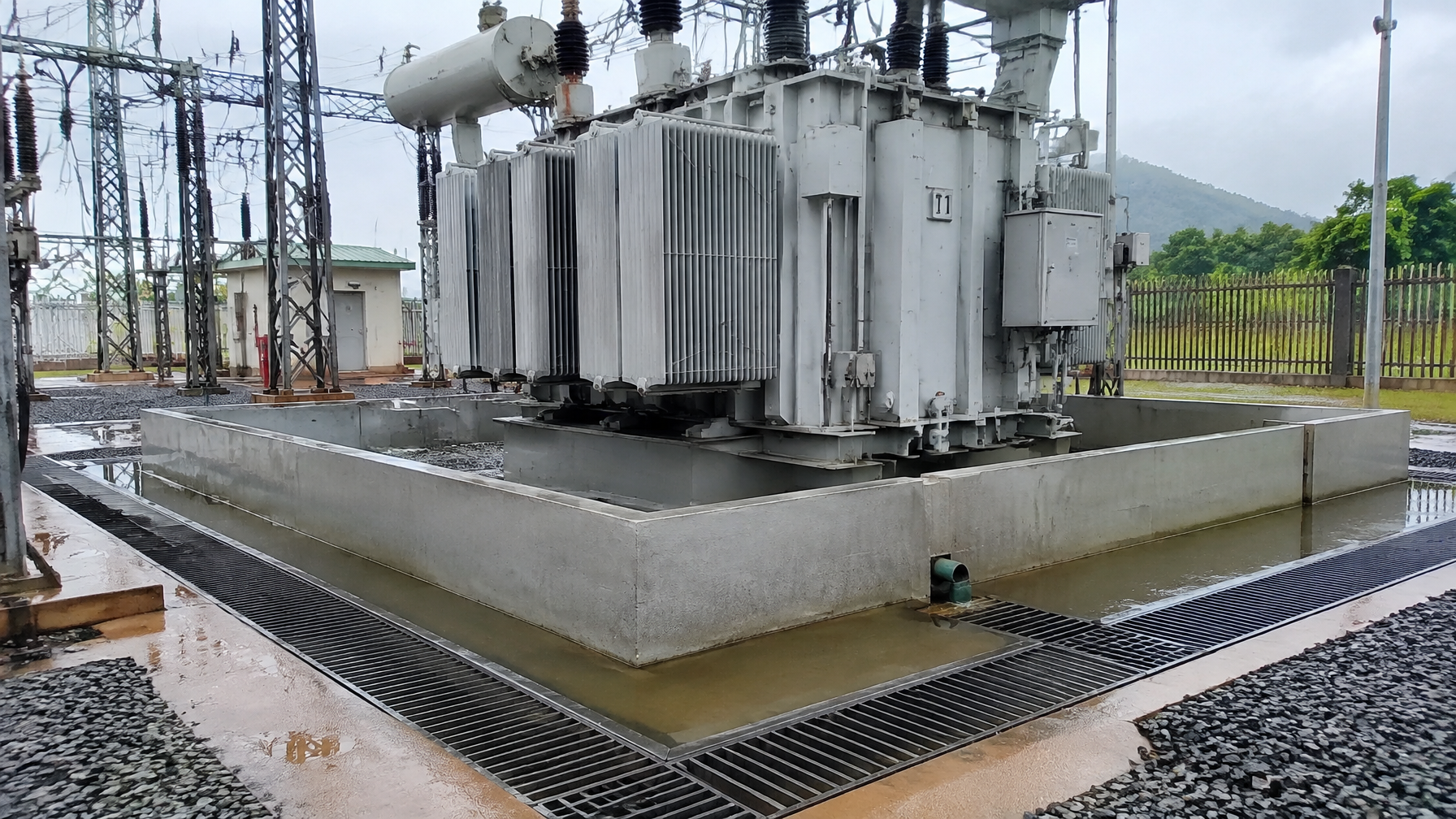 Transformer oil containment pits drainage Abuja substation
