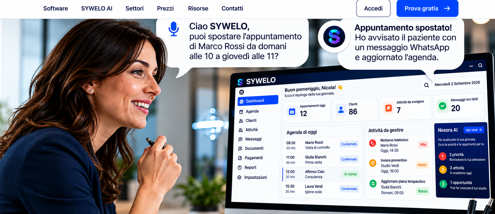 Professionista che parla con SYWELO AI
