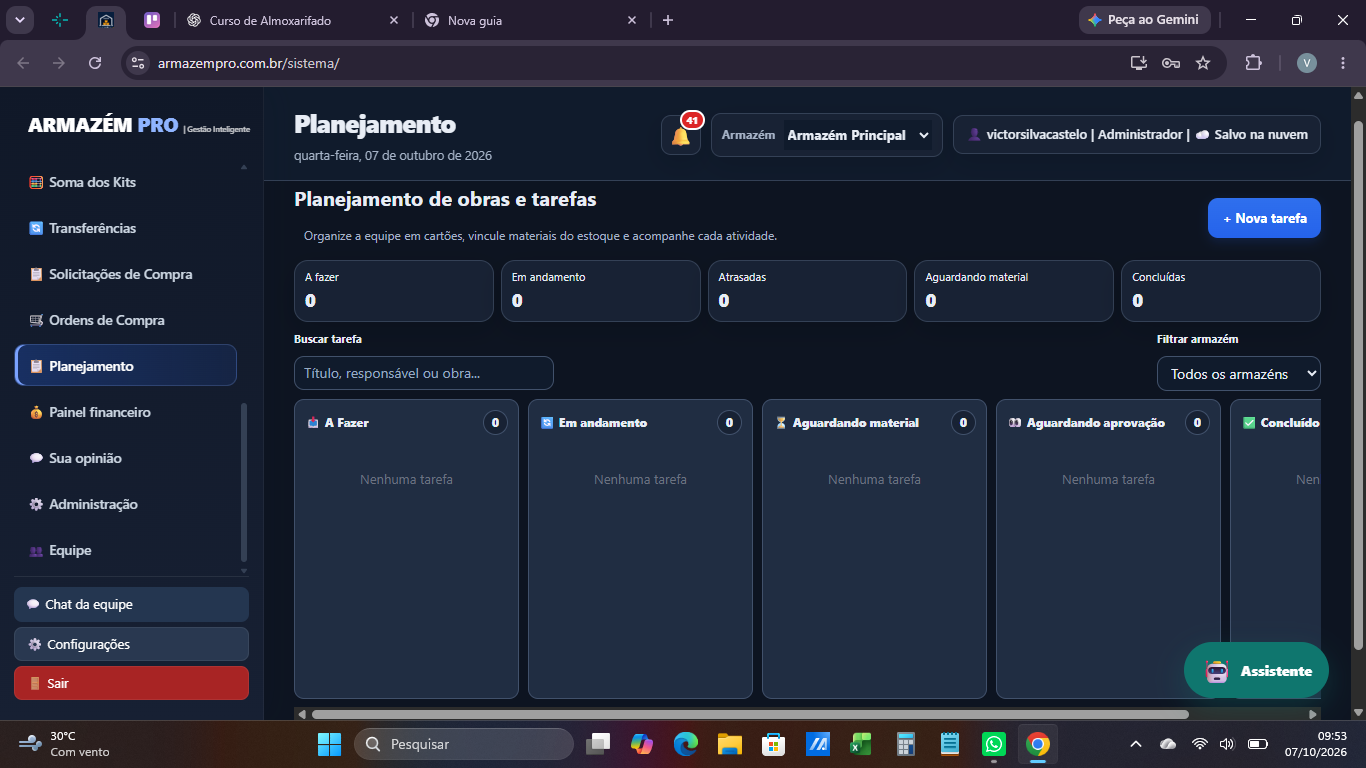 Tela de Planejamento