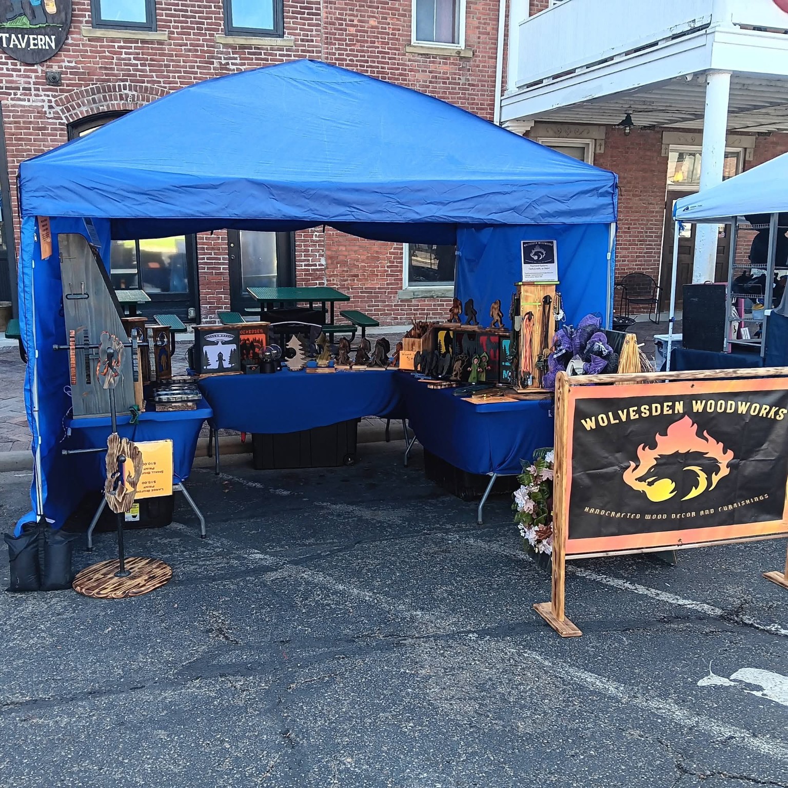 Handmade woodcraft vendor booth at NBF 2026