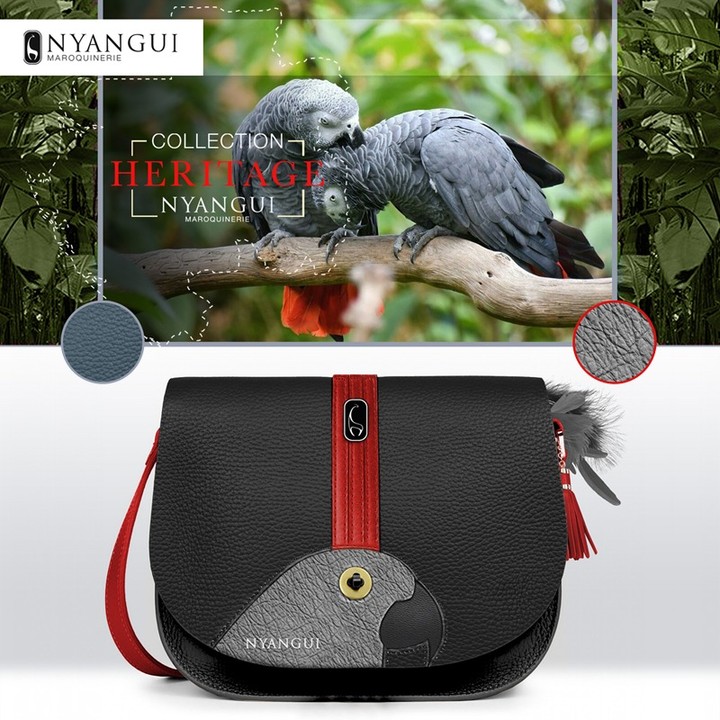 Sac noir et rouge de la collection Héritage Nyangui Maroquinerie