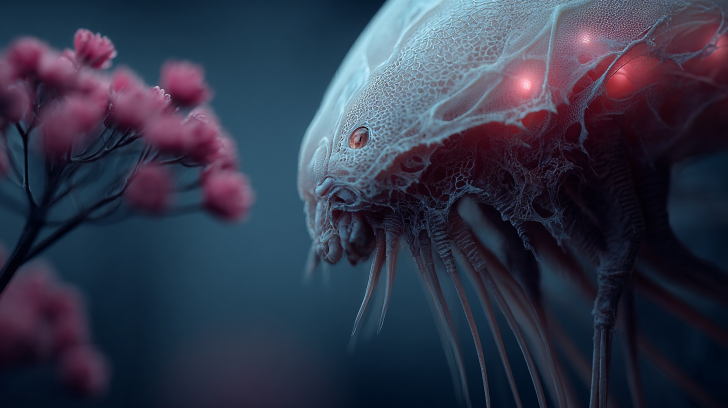 Prompt: surreal organic 3d alien emerge from the dark, extreme depth of field