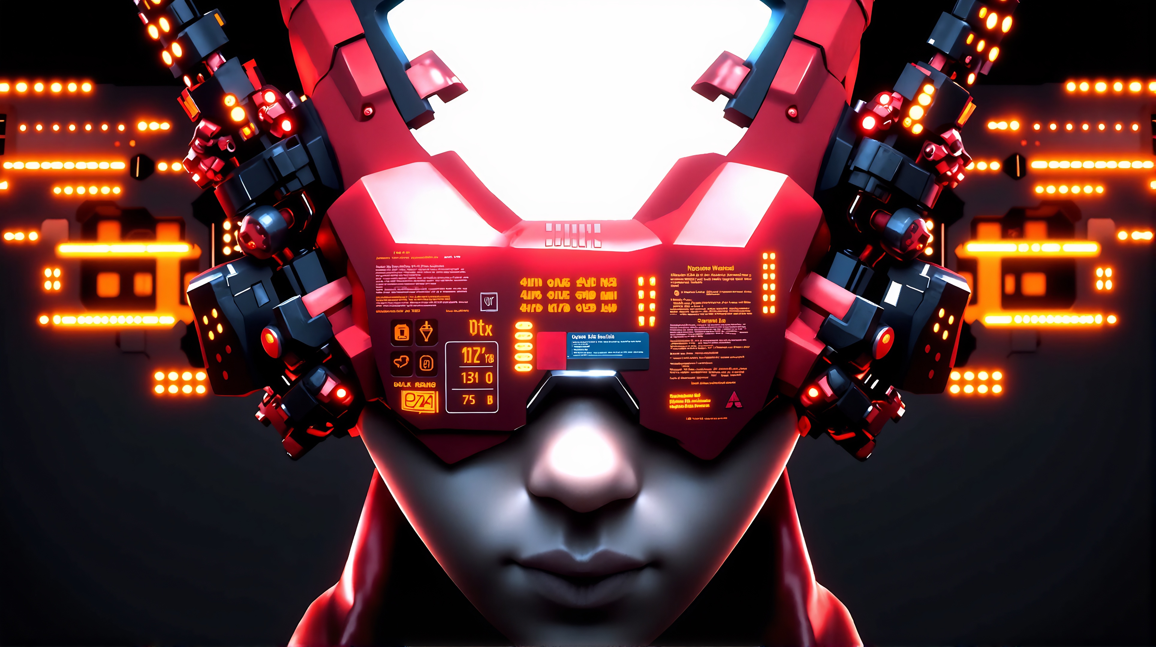 Prompt: a futuristic android face in a circuit concept, in the style of illusory hyperrealism, bold, black lines, neo-academism, scott adams, digital as manual, data visualization