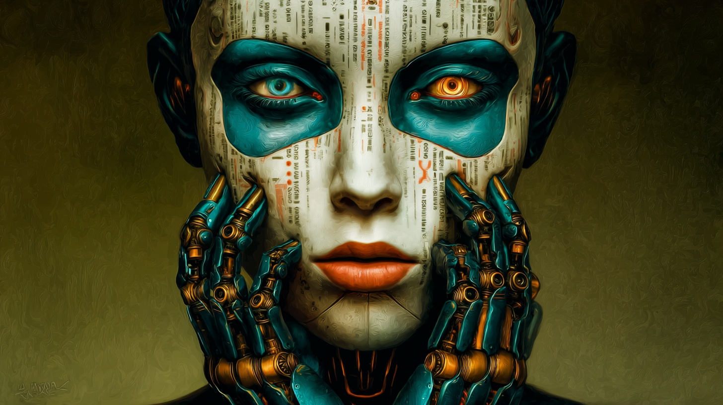 Prompt: Hyper-realistic neon-lit cyberpunk 3D portrait with Japanese typography and glossy cybernetic details --profile l93mz94 uevtph5