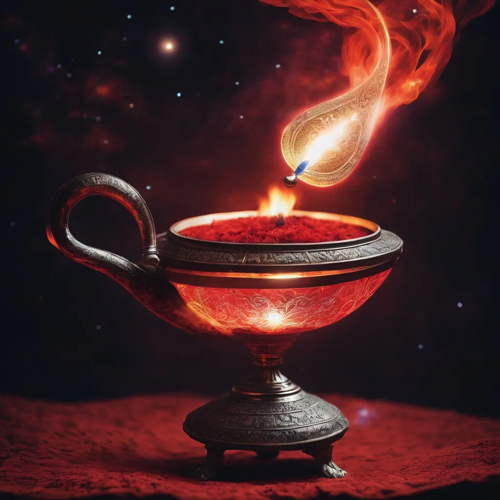 Prompt: magic lamp
red
fire 
cosmic