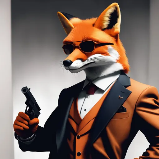 Prompt: Fox disguised as secret agent