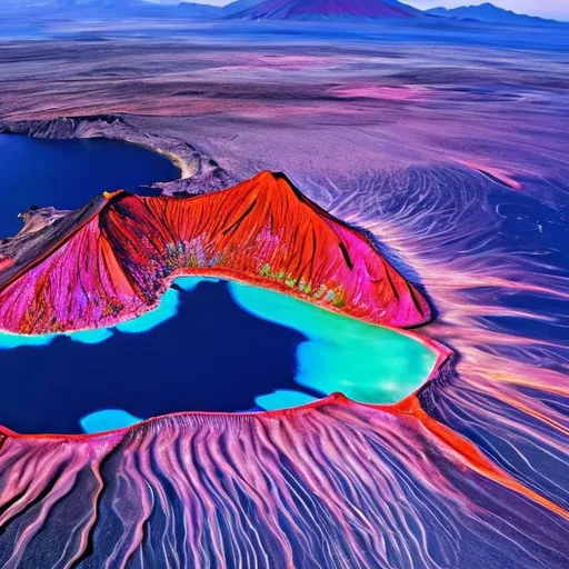 Prompt: Flamingos 
Island
Volcano 