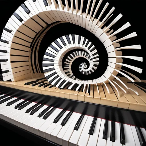 Prompt: A piano keyboard distorted to run through a human cochlea
