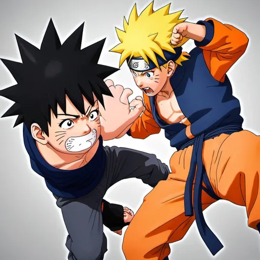Prompt: naruto geting punched in the face by goku