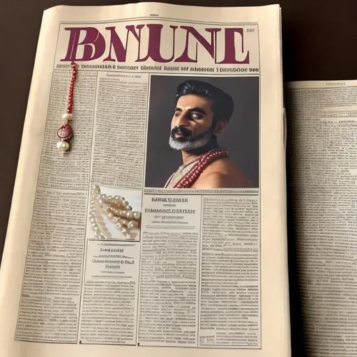 Prompt: A full page newspaper with a bounty on a pearl necklace

