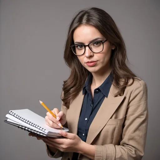 Prompt: Journalist
woman holding pencil, notebook