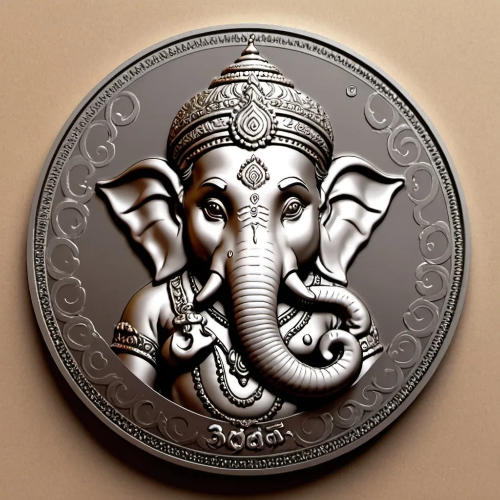 Prompt: Ganesha Coin 3D in Drawing!