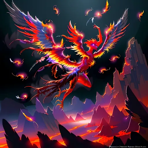 Prompt: Phoenix rising from ashes, fentanyl-laced meth, fiery feathers, high-res, digital painting, surreal, intense colors, dramatic lighting, majestic wings, ethereal aura
