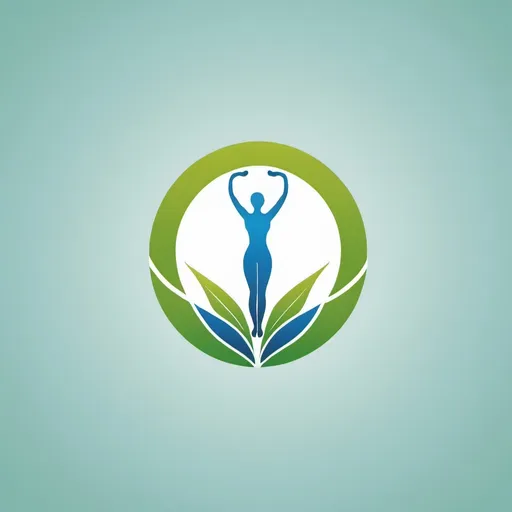 Prompt: health, balance, work, green, blue, logo, simple, clear, nature, human