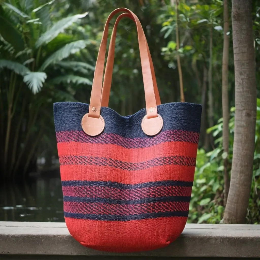 Prompt: Innovative Handwoven tote bag good for exporting in America 