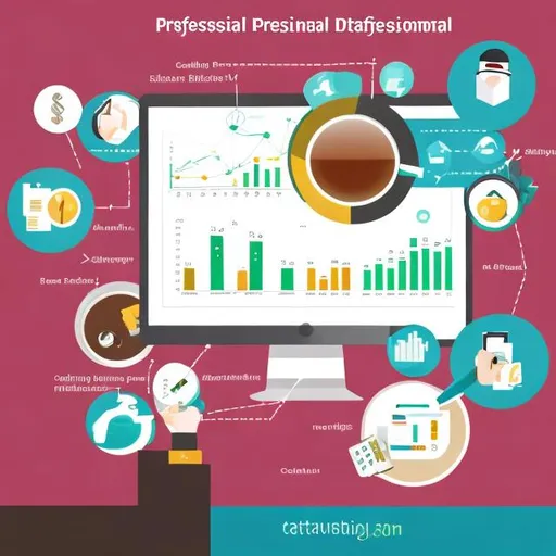 Prompt: Create a professional image for a  data analysis presentation that shows the steps starting with cleansing the data, preparing the data,visualizing the data ,review the coffee market in Saudi Arabia, predict the future revenue, analyzing the data against the market and provide recommendations. each step should reflect to coffee
