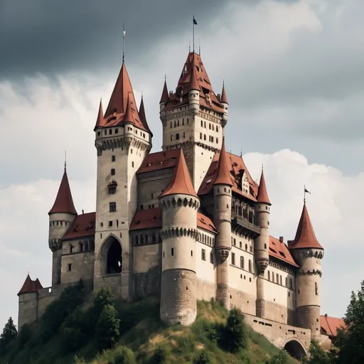 Prompt: Design an academy for witches taking into account the design of Corvin Castle.