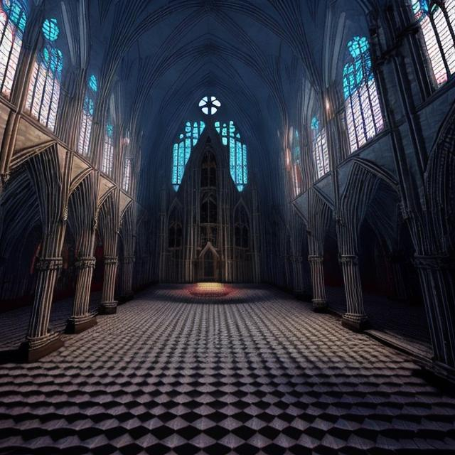 Prompt:  240p, low poly ps1 low pixel retro 8bit huge haunted scary gothic church interior design with glitches and bugs pixel sorting effect