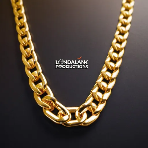 Prompt: Need a nice shiny logo image of a Cuban link gold chain shaped with the words LonDaLonk Productions