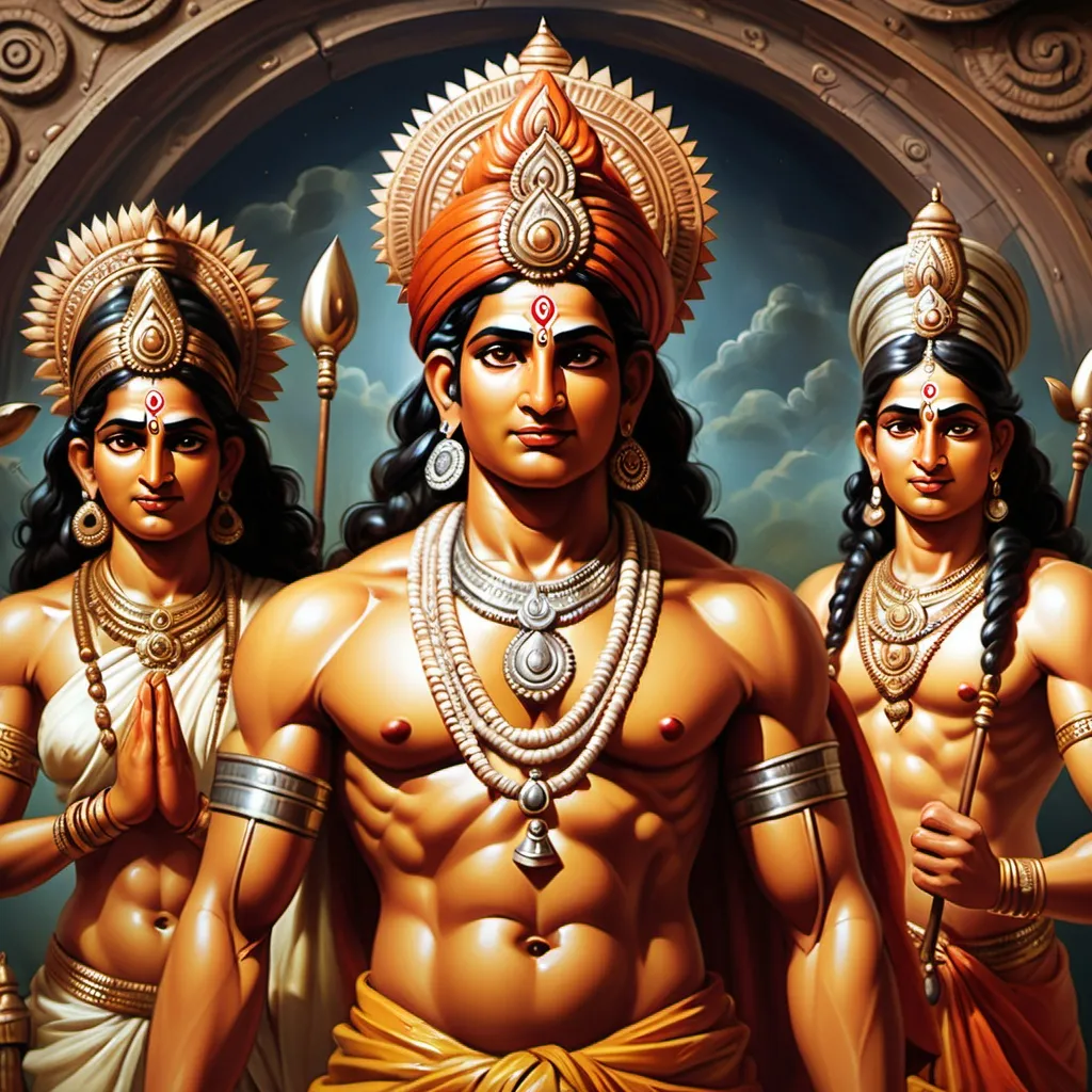 Prompt: Indian gods realistic image old fram