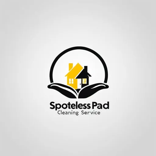 Prompt: Minimalist design. Design a logo that represents Spotless Pad, a cleaning service focused on creating clean, welcoming homes and fostering strong communities. The logo should reflect themes of cleanliness, community, and well-being. this will be a logo in 2d and colors yellow and black. the name of the business is Spotless Pad