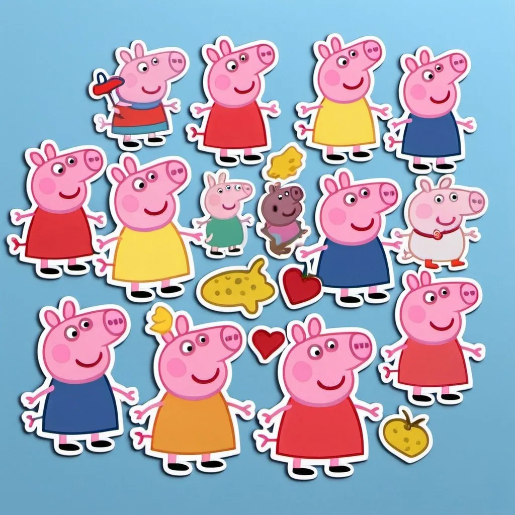 Prompt: peppa pig stickers