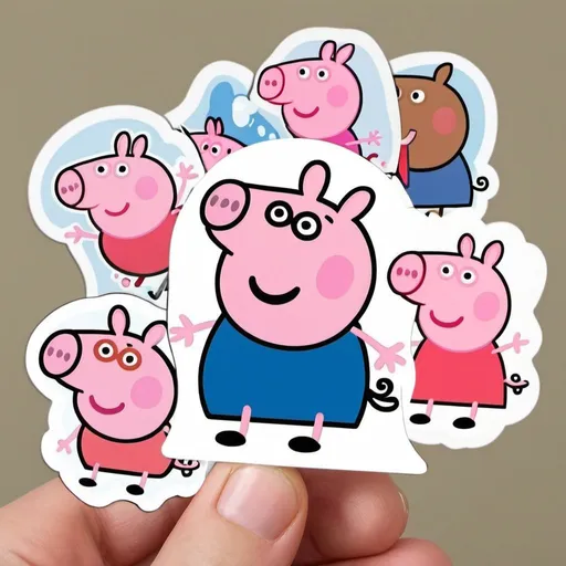 Prompt: 4 peppa pig stickers
