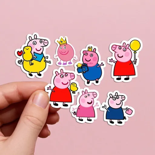 Prompt: 4 peppa pig stickers