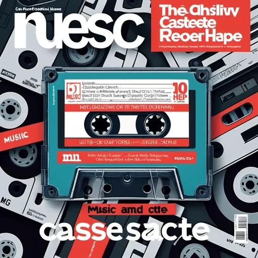 Prompt: A magazine cover showcasing the resurgence of the cassette tape. Music and mixtapes 