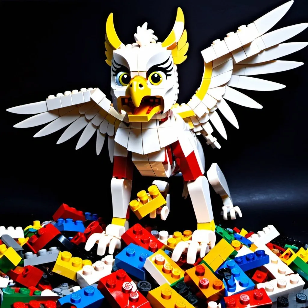 Prompt: Lego girl Gryphon in a animation art
Falling apart 